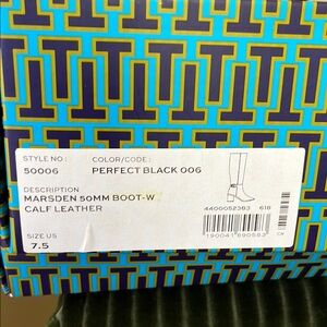 Stylish Tory Burch Original-Black Leather Knee-High Boots with Gold B